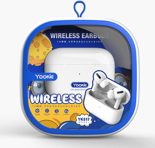 Yookie YKS17 In-ear Bluetooth Handsfree Earphones with Charging Case White view 3