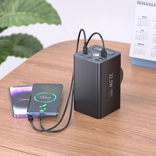 Hoco J138 Power Bank 60000mAh 22.5W with 3 USB-A Ports and 2 USB-C Ports Power Delivery / Quick Charge 3.0 Black view 4