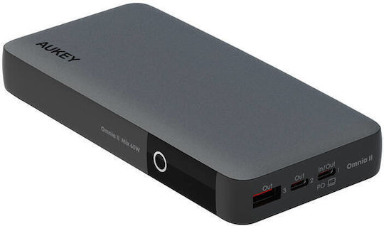 Aukey PB-Y43 Power Bank 20000mAh 65W with USB-A Port and 3 USB-C Ports Power Delivery Black vista 3