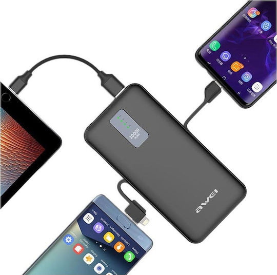 Awei P11K Power Bank 10000mAh with USB-A Port Black vista 5