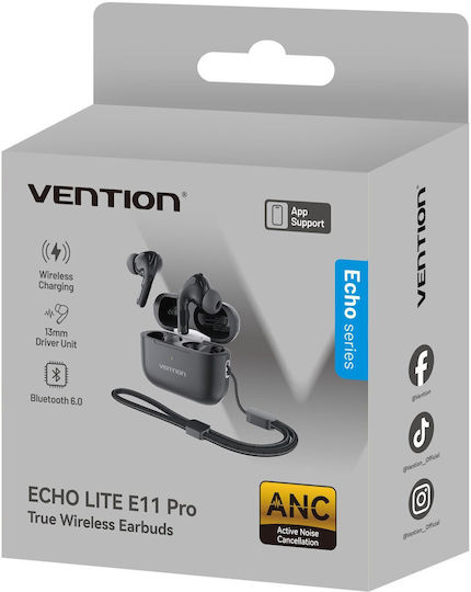 Vention Echo Lite E11 Pro In-ear Bluetooth Handsfree Earphones with Sweat Resistance and Charging Case Black view 3