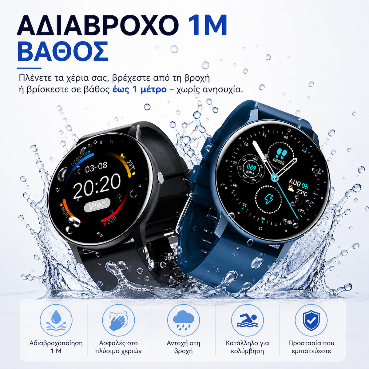 GF03 Aluminum Smartwatch with Heart Rate Monitor Black view 5