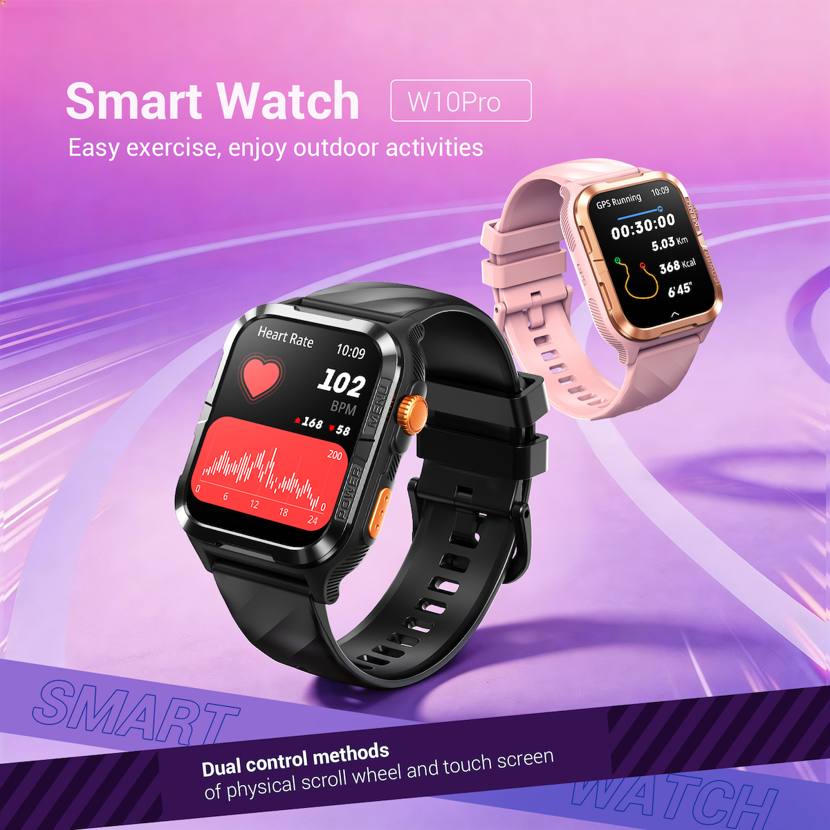 BlackView W10 Pro 46mm Smartwatch with Heart Rate Monitor Black view 7