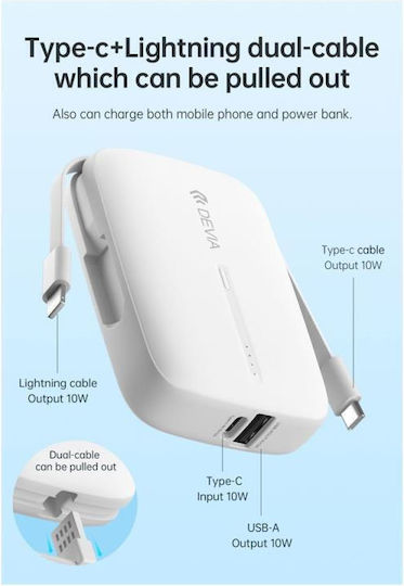 Devia Power Bank 10000mAh 10W White view 3
