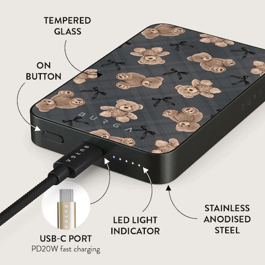 Burga MagSafe Power Bank 5000mAh 7.5W with USB-C Port Gunmetal - BFF view 2