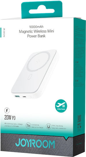 Joyroom JR-W020 MagSafe Power Bank 10000mAh 20W with USB-A Port and USB-C Port Power Delivery White view 5