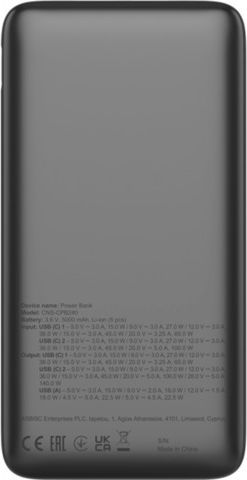 Canyon OnPower 25000mAh 140W with USB-A Port and 2 USB-C Ports Power Delivery / Quick Charge 3.0 Gray view 6