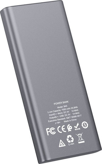 Hoco B40 Universal Power Bank 7000mAh with USB-A Output Ports Gray view 2