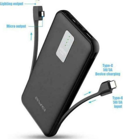 Awei P11K Power Bank 10000mAh with USB-A Port Black vista 7