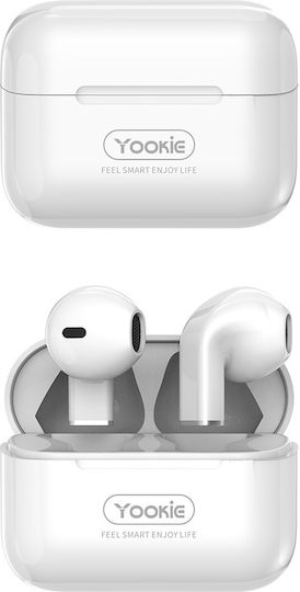 Yookie YKS22 In-ear Bluetooth Handsfree Earphones with Charging Case White view 2