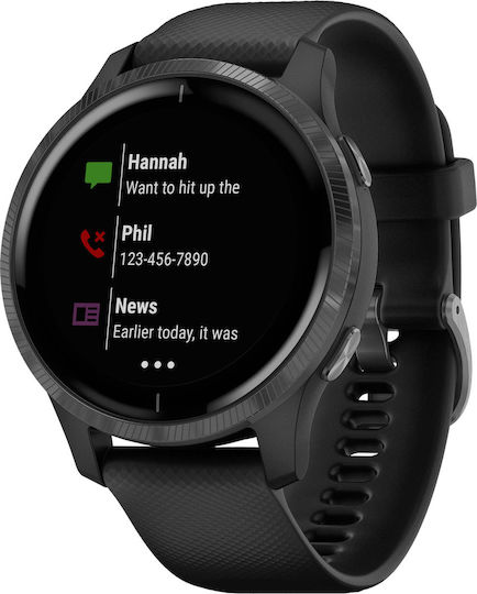 Garmin Venu Stainless Steel 43mm Waterproof Smartwatch with Heart Rate Monitor (Slate / Black) view 3