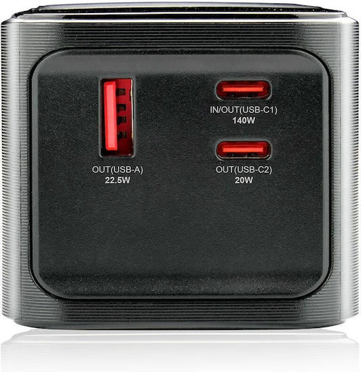 everActive EB-27Q Power Bank 27000mAh 162.5W with USB-A Port and 2 USB-C Power Delivery Ports Black view 7