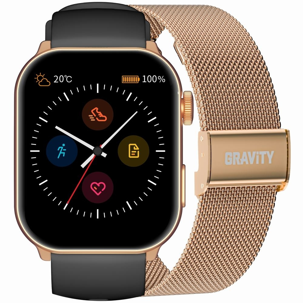 Women's Smartwatch Gravity Gt28-5 Strap + Bracelet Rose Gold Black