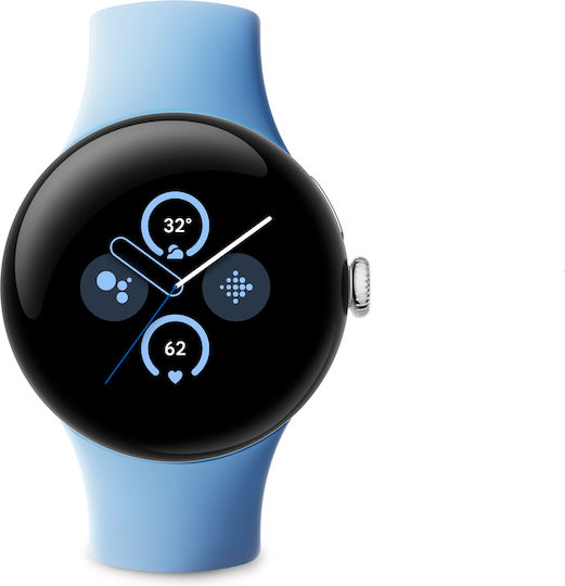 Google Pixel Watch 2 Aluminium with Heart Rate Monitor (Polished Silver Aluminium Case/Bay Active Band)