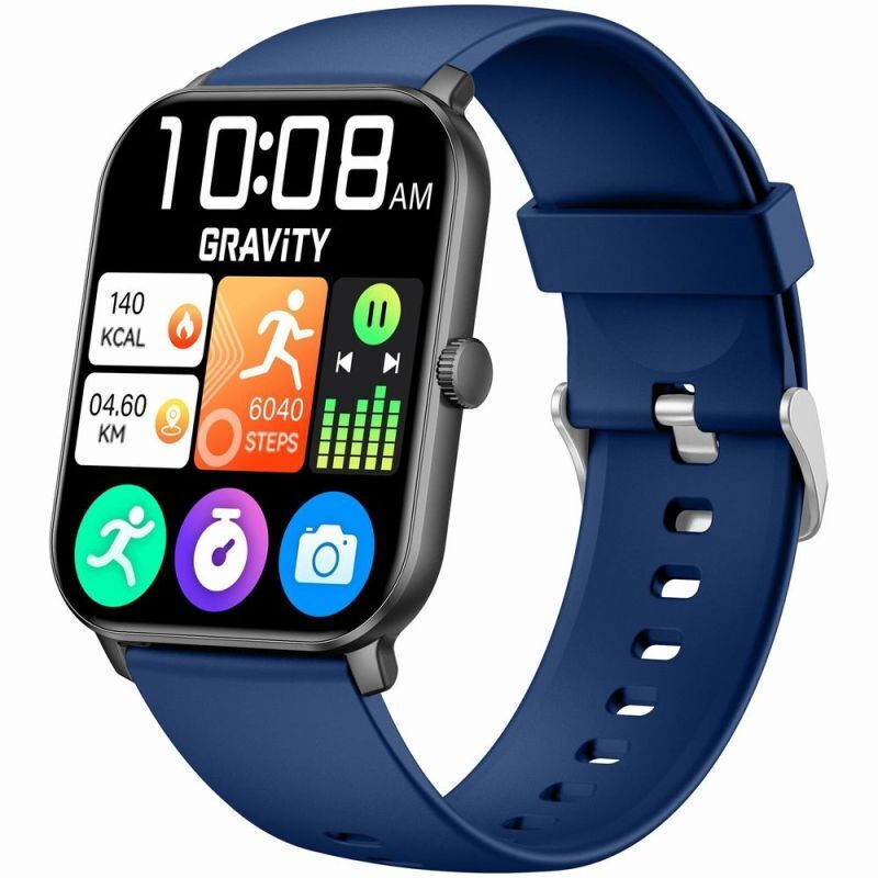 Gravity GT36-6 36mm Smartwatch with Heart Rate Monitor (Black Blue)