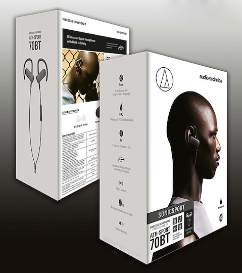 Audio Technica ATH-SPORT70BT In-ear Bluetooth Handsfree Earphones with Sweat Resistance Black view 5