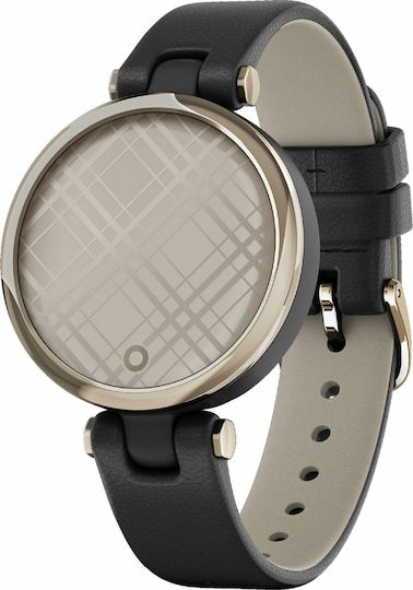 Garmin Lily Classic Stainless Steel Waterproof Smartwatch with Heart Rate Monitor (Cream Gold Bezel with Black Case and Italian Leather Band) view 2