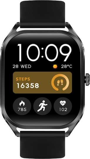 Aoke GH35 Smartwatch with Heart Rate Monitor (Black Case / Black Silicone Strap) view 2