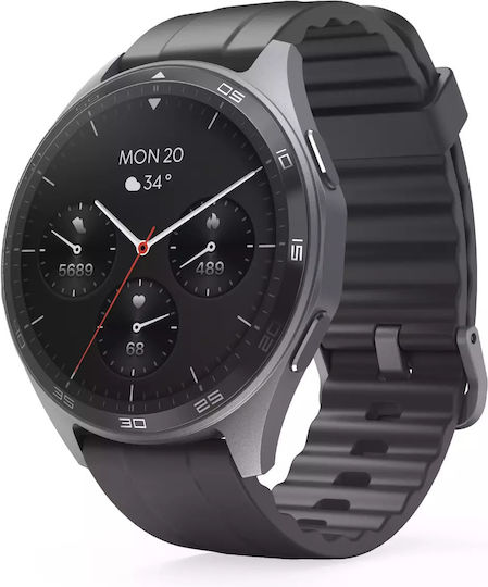 HAMA 7010 46mm Waterproof Smartwatch with Heart Rate Monitor (Black)
