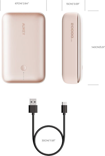 Aukey Mini Power Bank 20000mAh 22.5W Pink view 2