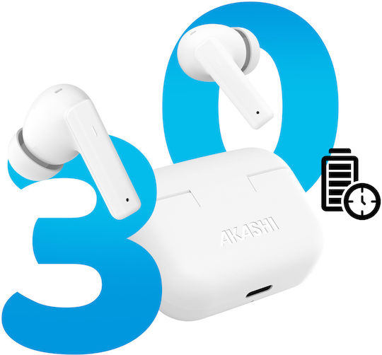 Akashi ALTANCBUDS2WH In-ear Bluetooth Handsfree Earphones with Charging Case White view 4