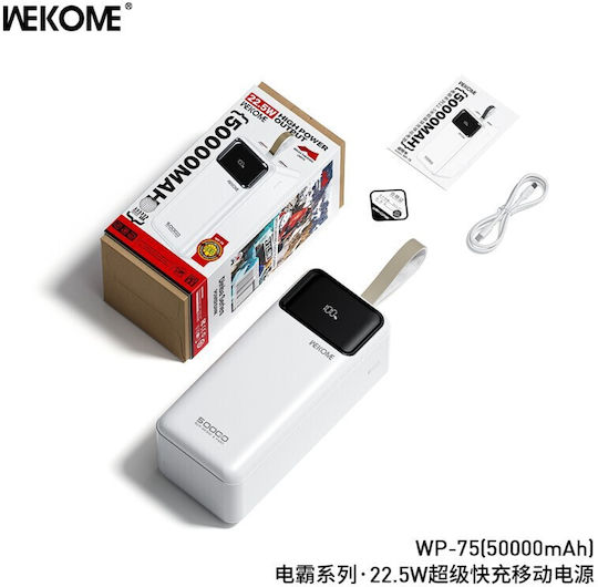 WK WP-75 Power Bank 50000mAh with 2 USB-A Ports and 2 USB-C Ports White vista 2