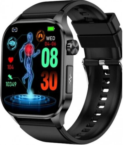 Et580 2.04 Inch Amoled Screen Sports Smart Watch Support Bluethooth Call Ecg Function Black Leather Band view 4