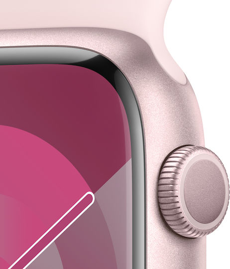 Apple Watch Series 9 Aluminium 45mm Waterproof with Heart Rate Monitor (Pink with Light Pink Sport Band (M/L)) view 3
