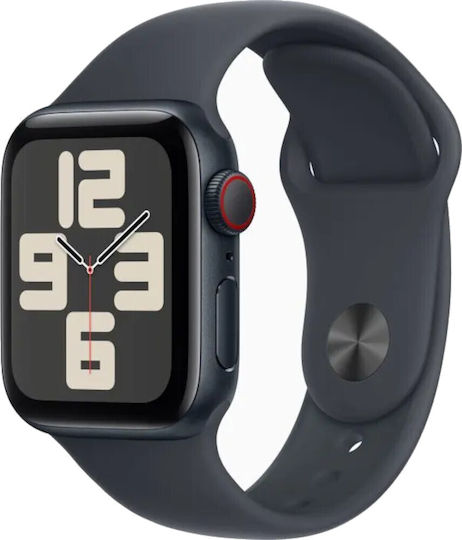 Apple Watch SE 2024 Cellular Aluminium 40mm Waterproof with eSIM and Heart Rate Monitor (Midnight Sport Band) view 1