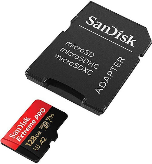 Sandisk Extreme Pro microSDXC 128GB U3 V30 A2 UHS-I 200MB/s with Adapter view 6