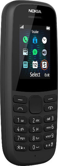 Nokia 105 (2019) Dual SIM Mobile with Buttons (Greek Menu) Black view 6