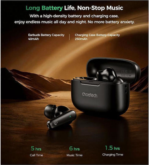 Choetech BH-T86 In-ear Bluetooth Handsfree Earphones with Charging Case Black – widok 3
