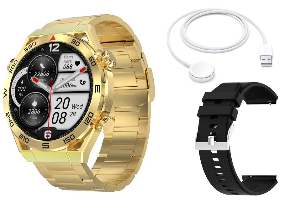 Aluminium Smartwatch with Heart Rate Monitor (Gold)