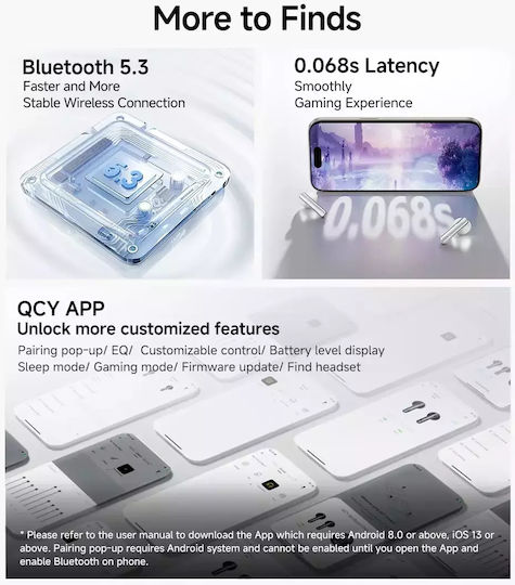 QCY Ailypods Clear In-ear Bluetooth Handsfree Earphones with Charging Case Black vue 4
