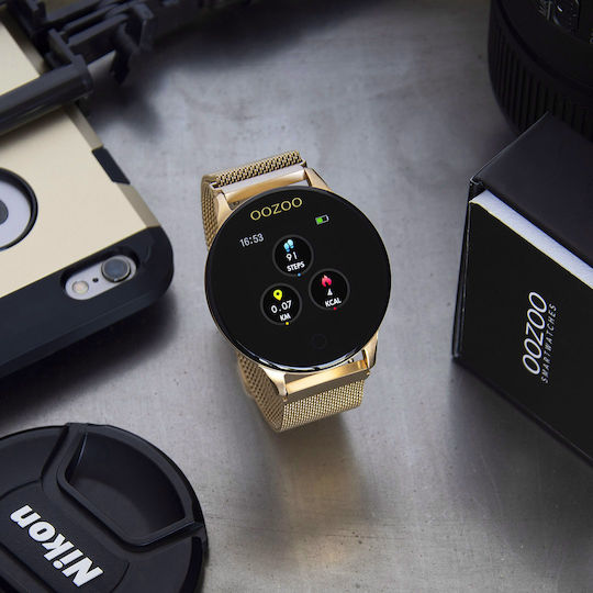 Oozoo Q00121 Stainless Steel 43mm Smartwatch with Heart Rate Monitor (Gold) view 4