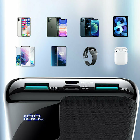 Joyroom JR-QP190 Plus Power Bank 20000mAh 20W with 2 USB-A Ports and USB-C Port Power Delivery Black view 3
