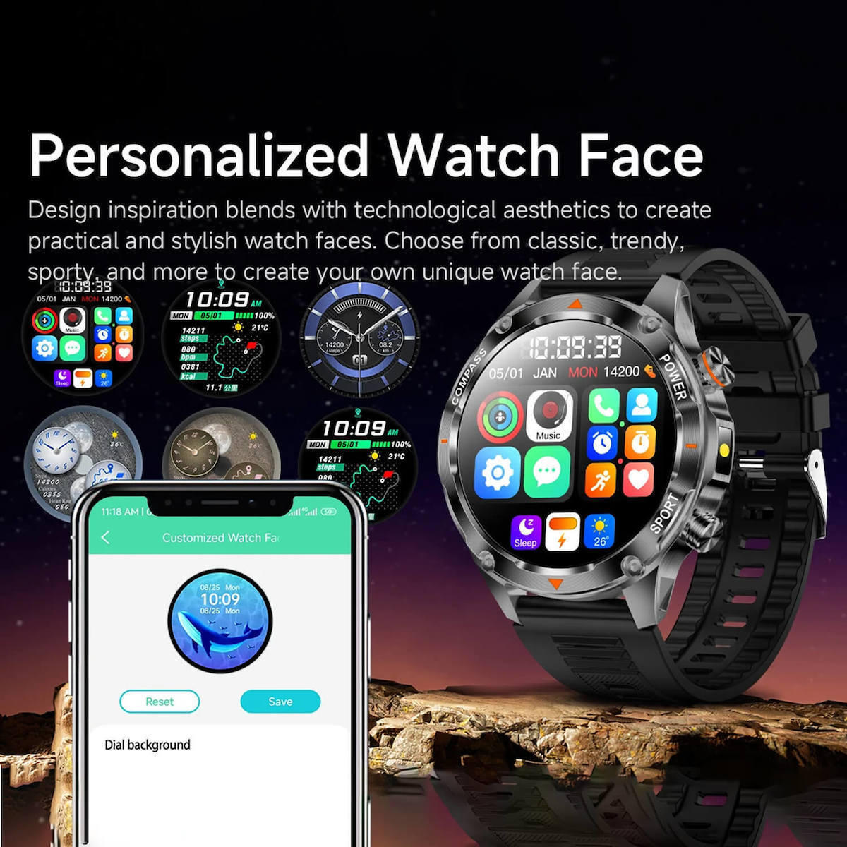 Smartwatch Microwear V65 Brown Silicone view 7