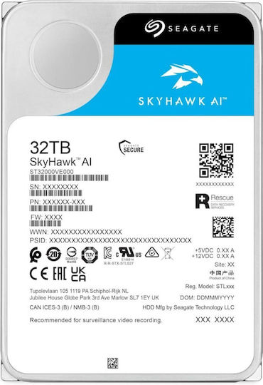 Seagate SkyHawk AI 32TB HDD Hard Drive 3.5" SATA III 7200rpm with 512MB Cache for Recorder ST32000VE000 view 6