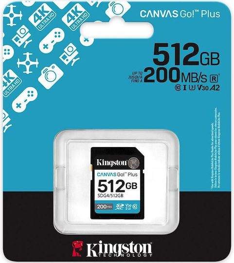 Kingston Canvas Go Plus SDXC 512GB U3 V30 UHS-I 200MB/s With Adapter view 3