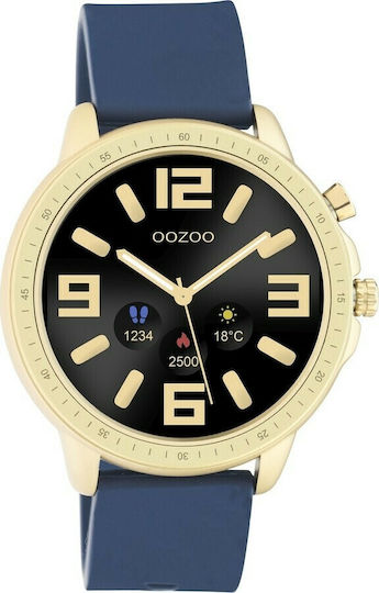Oozoo Q00321 45mm Smartwatch with Heart Rate Monitor (Gold / Blue) view 1
