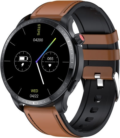 T52 1.39 Inch Ip67 Waterproof Leather Band Smart Watch Supports Bluetooth Call Blood Oxygen Body Temperature Monitoring Brown