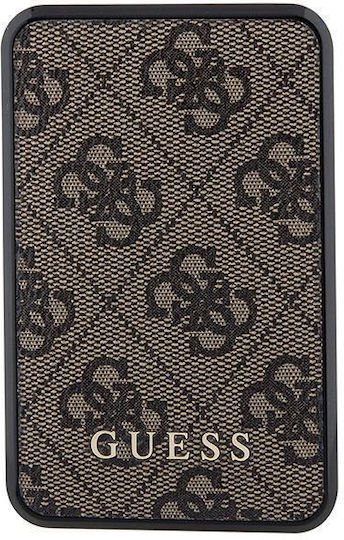 Guess Metal Logo Power Bank 10000mAh 18W with USB-A Port and USB-C Port Brown vue 3