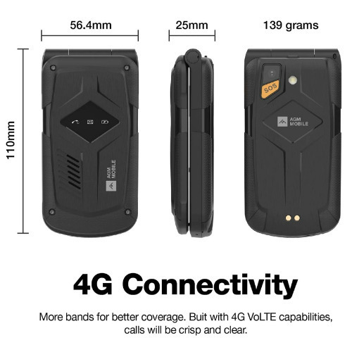 AGM M10 with Charging Base Dual SIM Mobile with Large Buttons Black view 8