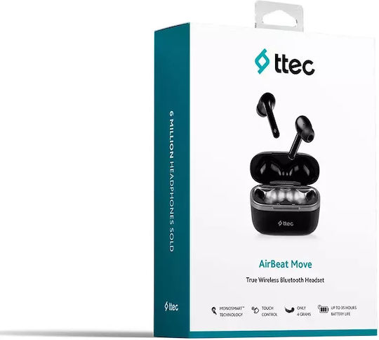 TTEC AirBeat Move Earbud Bluetooth Handsfree Earphones with Sweat Resistance and Charging Case Black vista 7