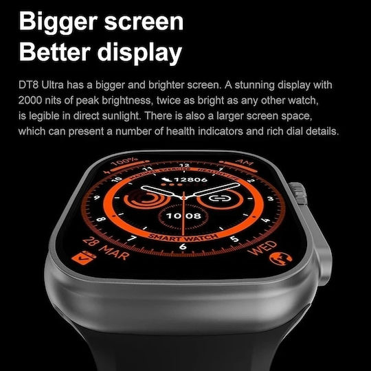 X8 Ultra Smartwatch with Heart Rate Monitor (Black) view 4
