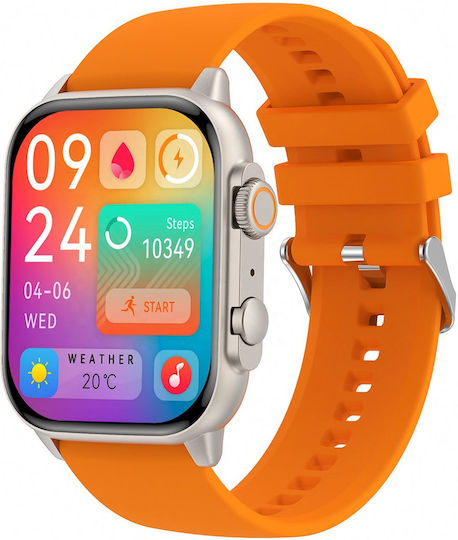 Smartwatch Idealstore Tessla 11 Pro Amoled Display Bluetooth Call Speaker Microphone Sleep Sport Monitor Nfc Ai Voice Health Monitoring Stock Market Apps Weather Forecast Facebook Whatsapp Instagram Notifications Orange Color view 1