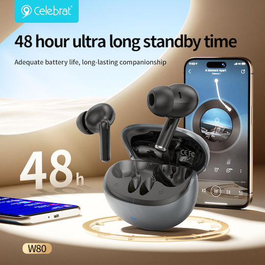Celebrat W80 In-ear Bluetooth Handsfree Headphones with Sweat Resistance and Charging Case White view 5