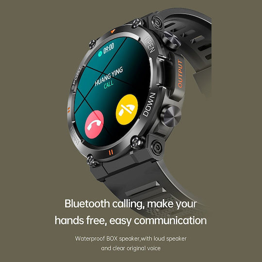 Aoke K56 PRO 45mm Smartwatch with Heart Rate Monitor (Black Case / Black Silicone Strap) view 5