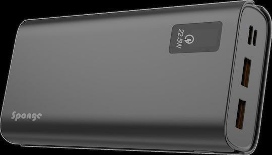 Sponge Power Bank 20000mAh 22.5W with 2 USB-A Ports and USB-C Port Black vue 2