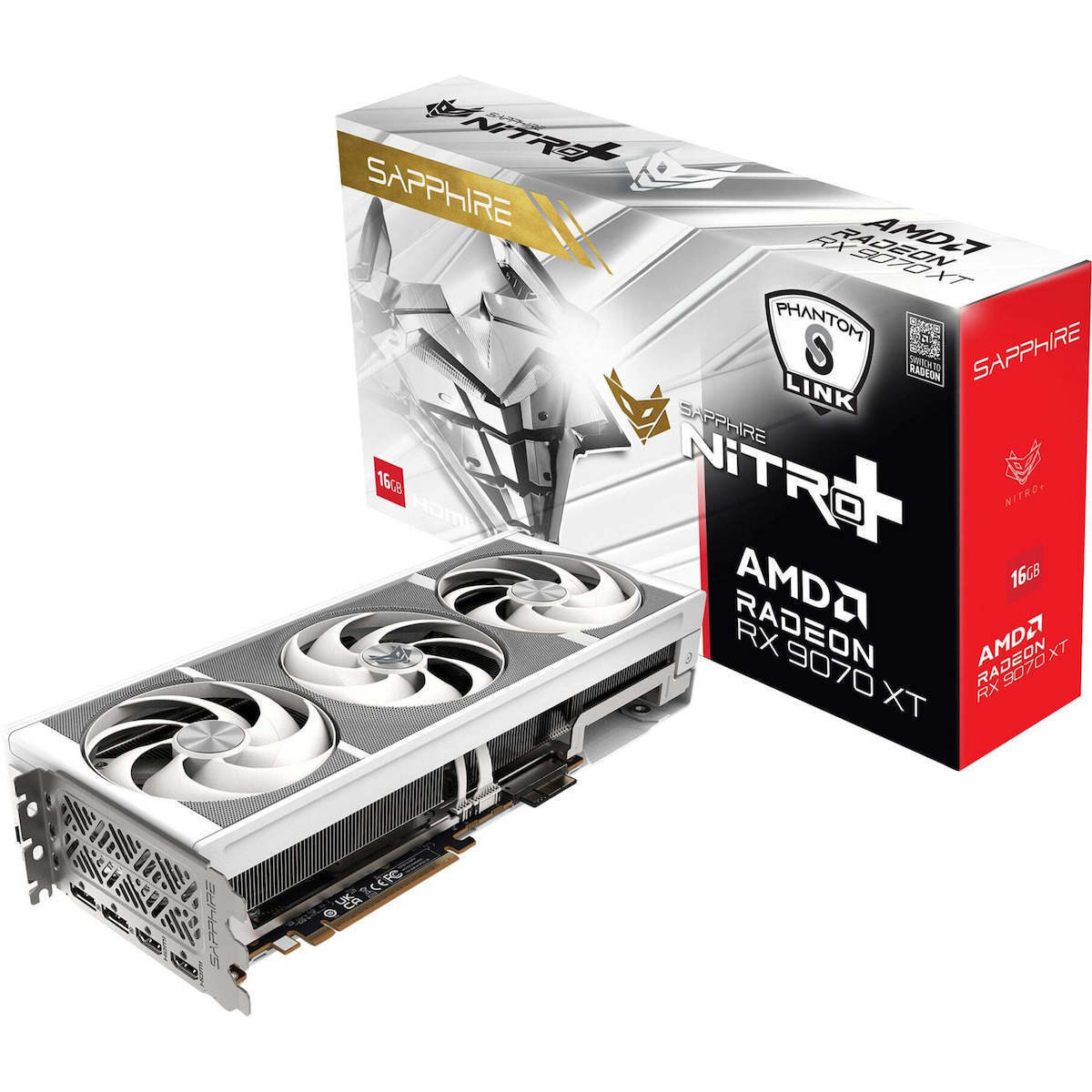 Sapphire Radeon RX 9070 XT 16GB GDDR6 Nitro+ Phantom Link Polar OC Graphics Card Ansicht 2